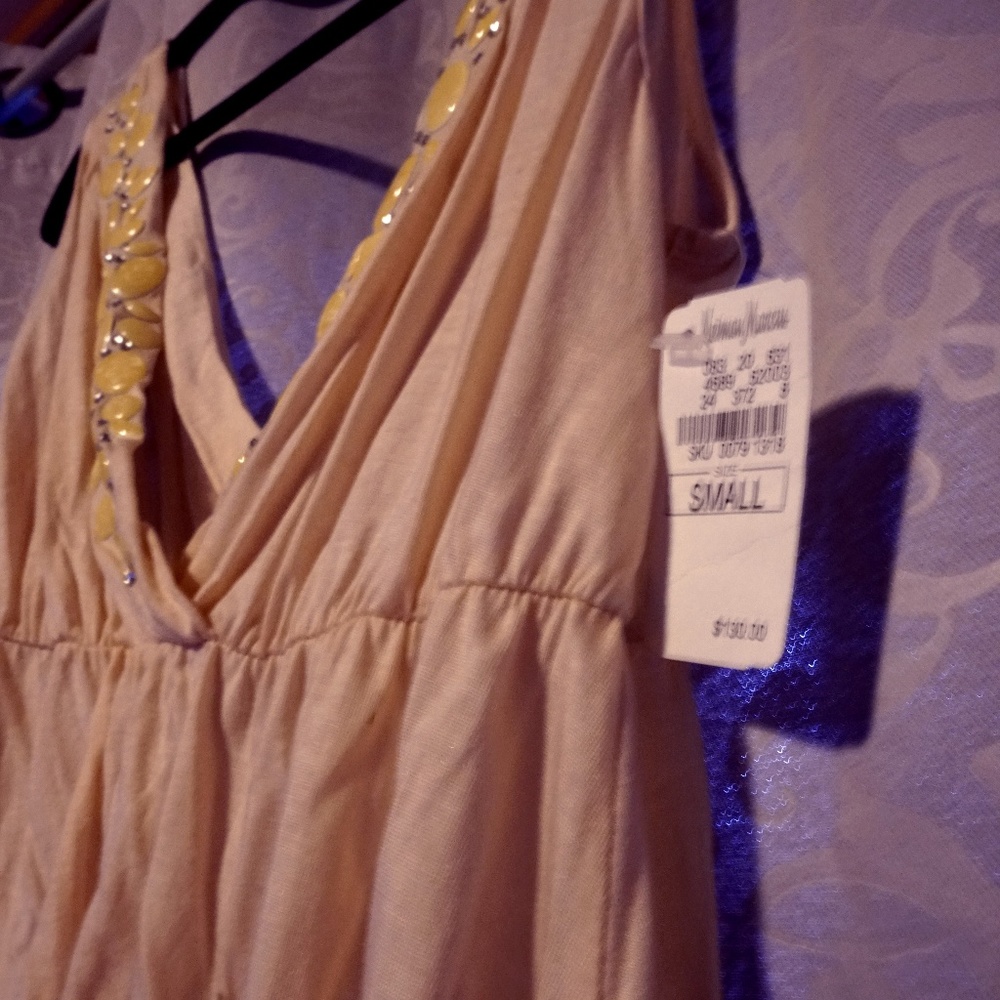 Coral top with maybe shell beads?
